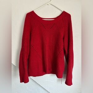 Lucky Brand Red Knit Sweater Sz L